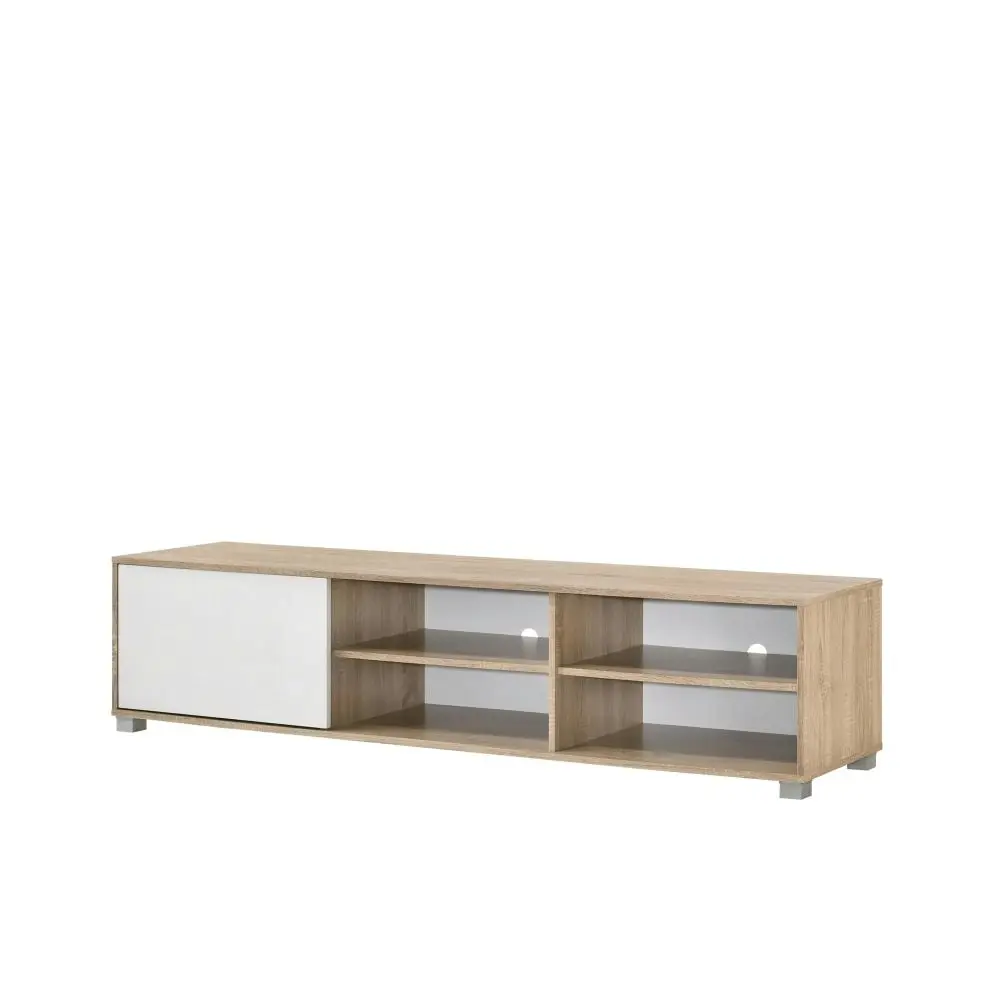 Design Square Parre Lowline Scandinavian Entertainement Unit TV Stand W/ 1-Door 180cm - Oak/White