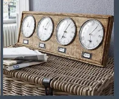 World Clock  Roman Numeral Timber