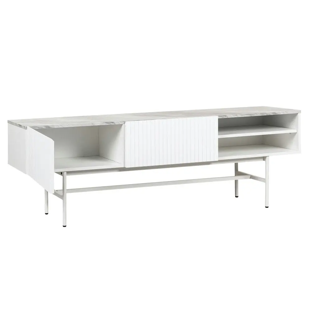 HomeStar Scarlett Faux Marble Look TV Stand Entertainment Unit 160cm - White