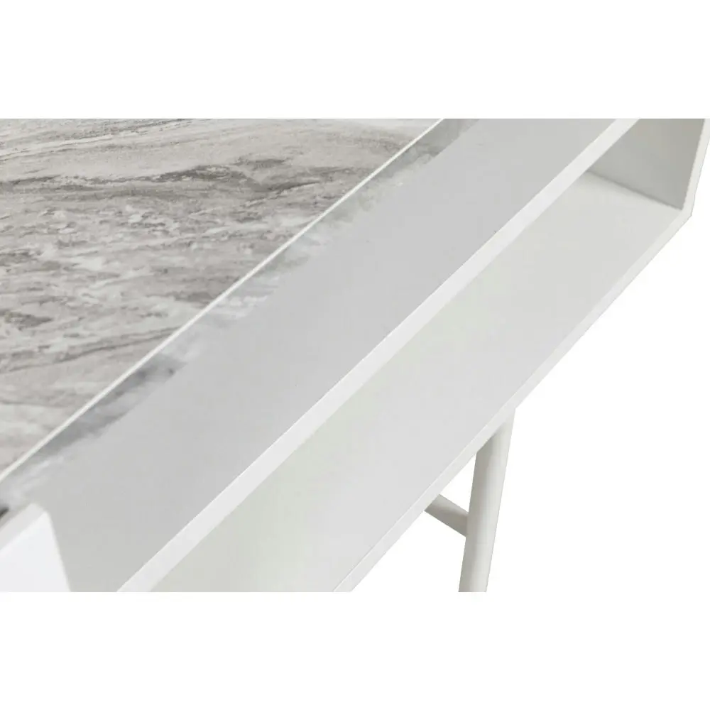 HomeStar Scarlett Faux Marble Look TV Stand Entertainment Unit 160cm - White