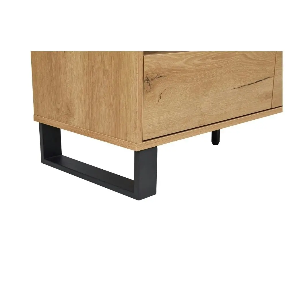 Design Square Modern Classic TV Stand Entertainment Unit W/ Storage - Oak