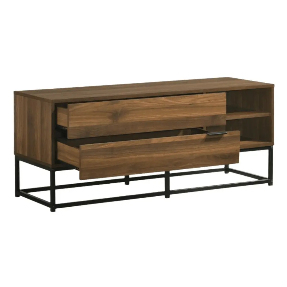 Design Square Allison Lowline Entertainment Unit TV Stand W/ 2-Drawers 120cm - Walnut