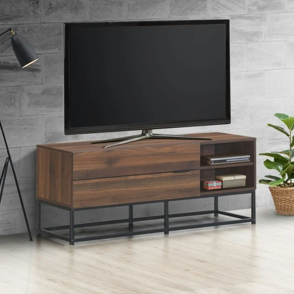 Design Square Allison Lowline Entertainment Unit TV Stand W/ 2-Drawers 120cm - Walnut