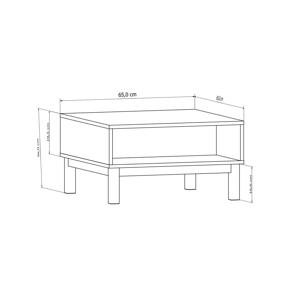 Design Square Maisie Square Wooden Open Shelf Coffee Table - White/Walnut