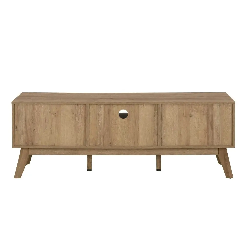 Design Square Eliana Modern Scandinavian Entertainment Unit TV Stand - Oak/Black