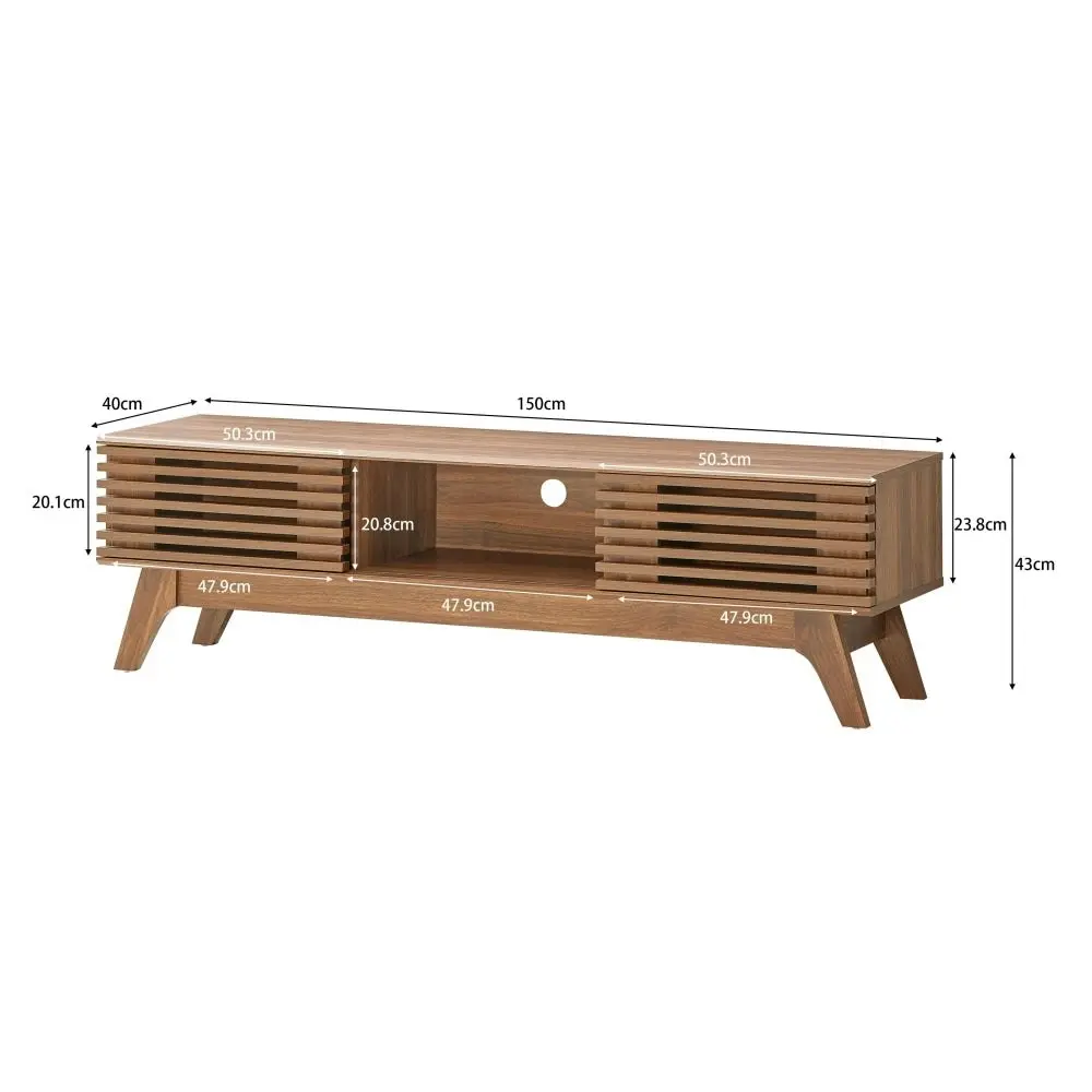 Design Square Camille Wooden Lowline Entertainment Unit TV Stand 150cm - Oak