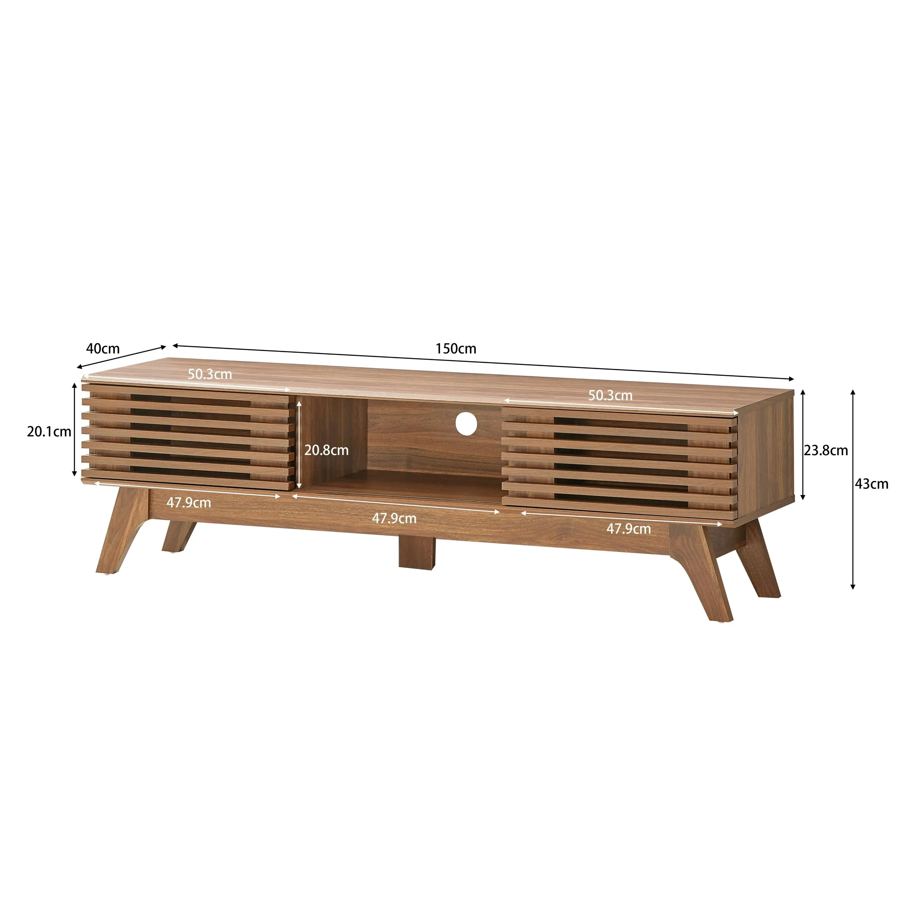 Design Square Camille Wooden Lowline Entertainment Unit TV Stand 150cm - Oak