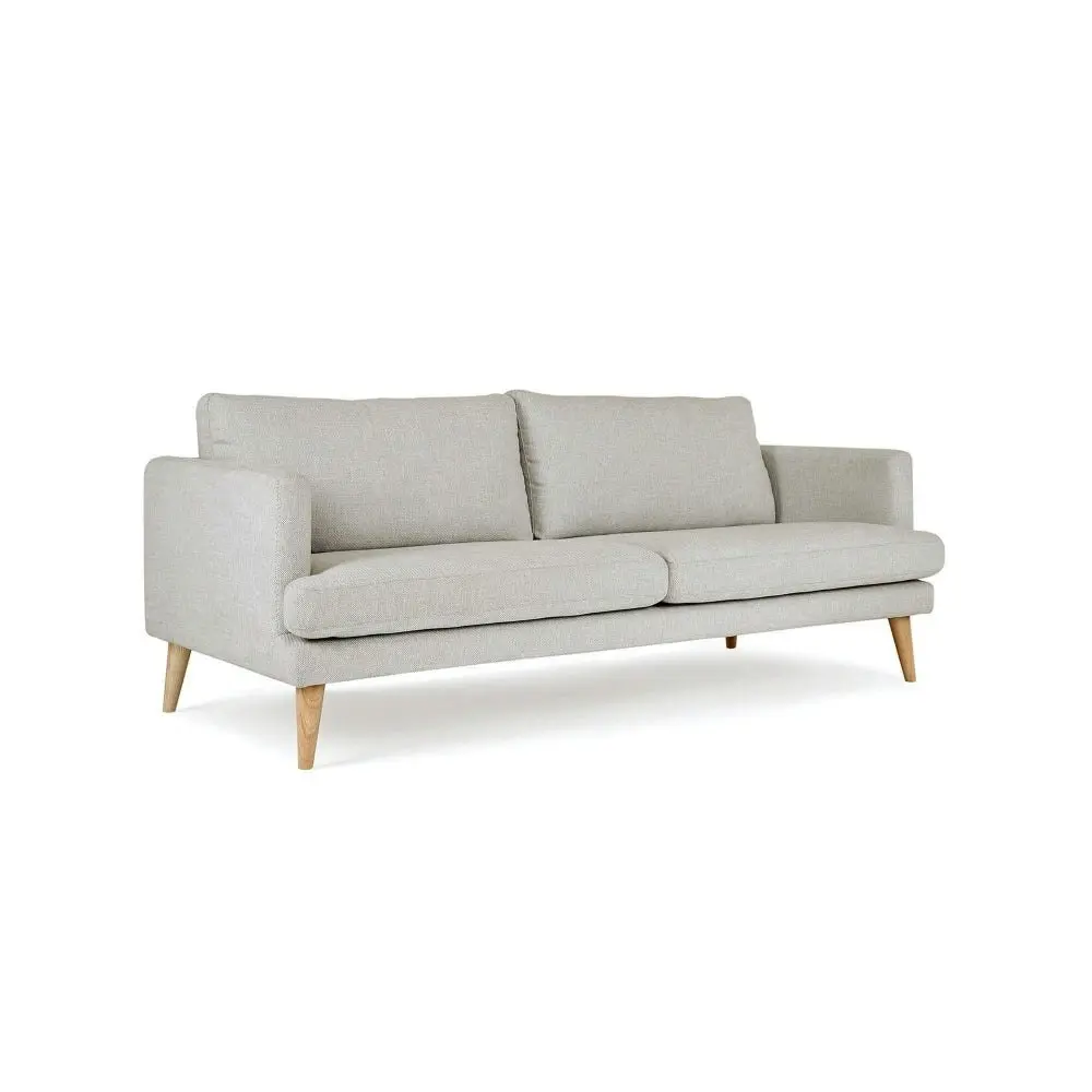 HomeStar Harper 3-Seater Modern Fabric Sofa Solid Timber Legs - Light Grey