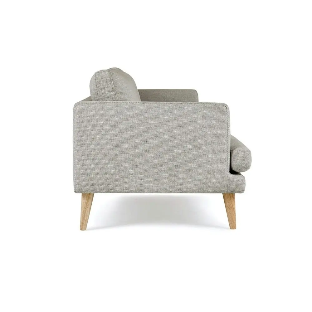 HomeStar Harper 3-Seater Modern Fabric Sofa Solid Timber Legs - Light Grey