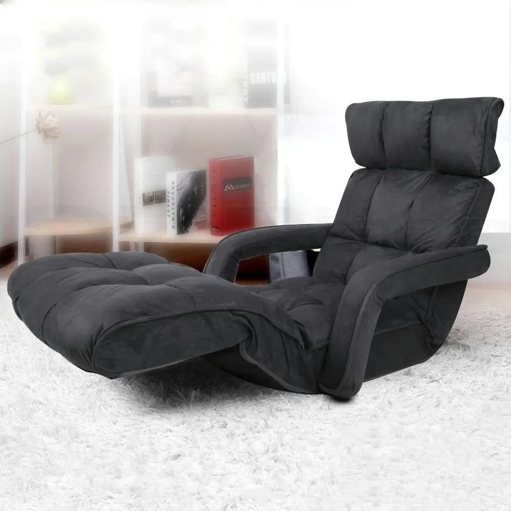 Adjustable Lounger with Arms - Charcoal