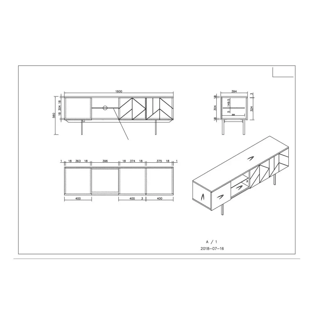 Maestro Furniture Mia TV Stand Cabinet Entertainment Unit - Walnut & Grey