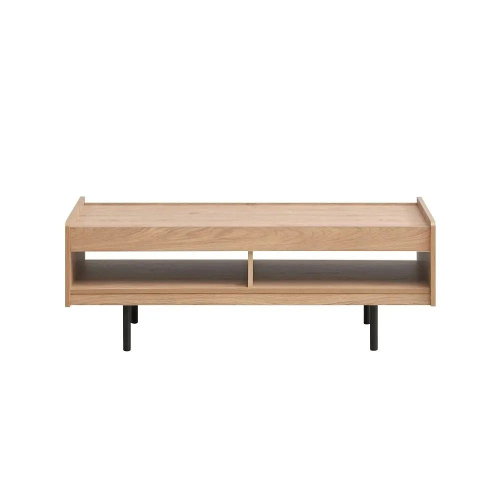 Design Square Tim Wooden Open Shelf Rectangular Coffee Table - Oak