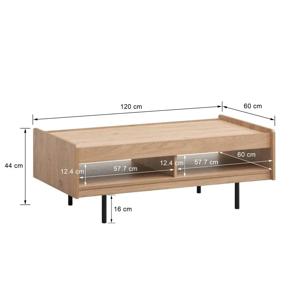 Design Square Tim Wooden Open Shelf Rectangular Coffee Table - Oak