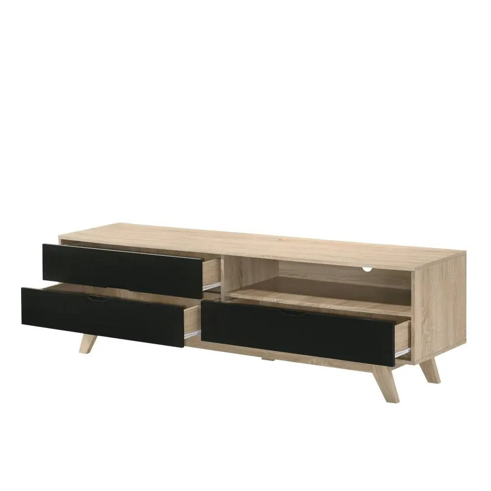 Design Square Aline TV Stand Entertainment Unit W/ 3-Drawers 180cm - Oak/Black