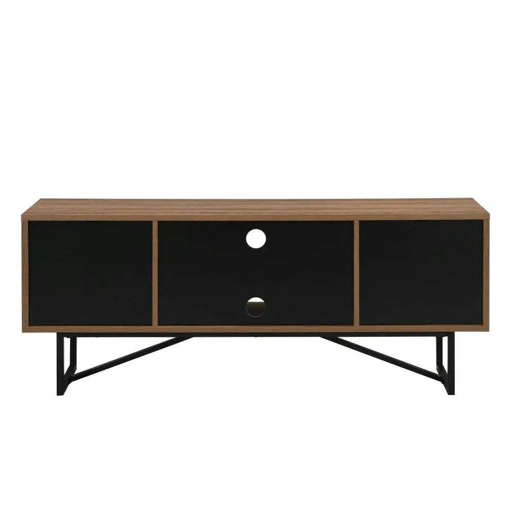 Design Square Evie Lowline Entertainment Unit TV Stand 140cm W/ 1-Door 2-Drawers - Patt Oak/Black