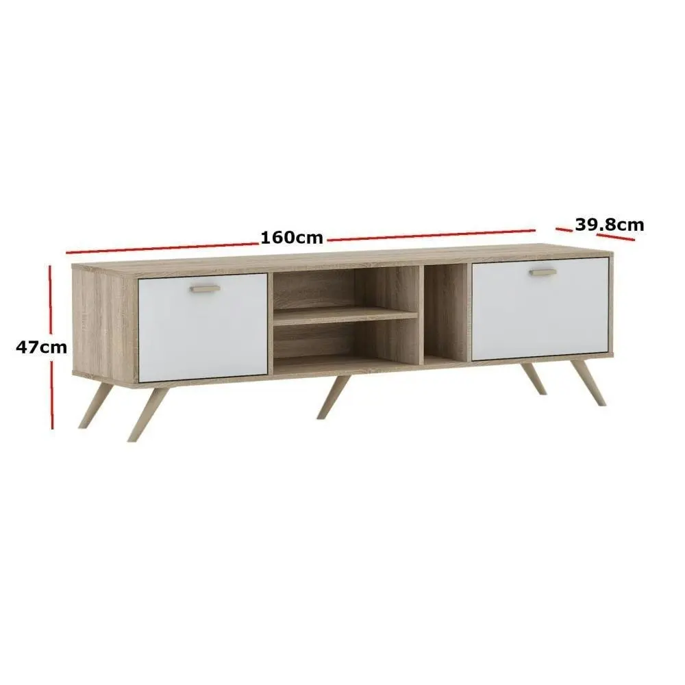 Abby TV Stand Cabinet Entertainment Unit 1.6m - Oak & White