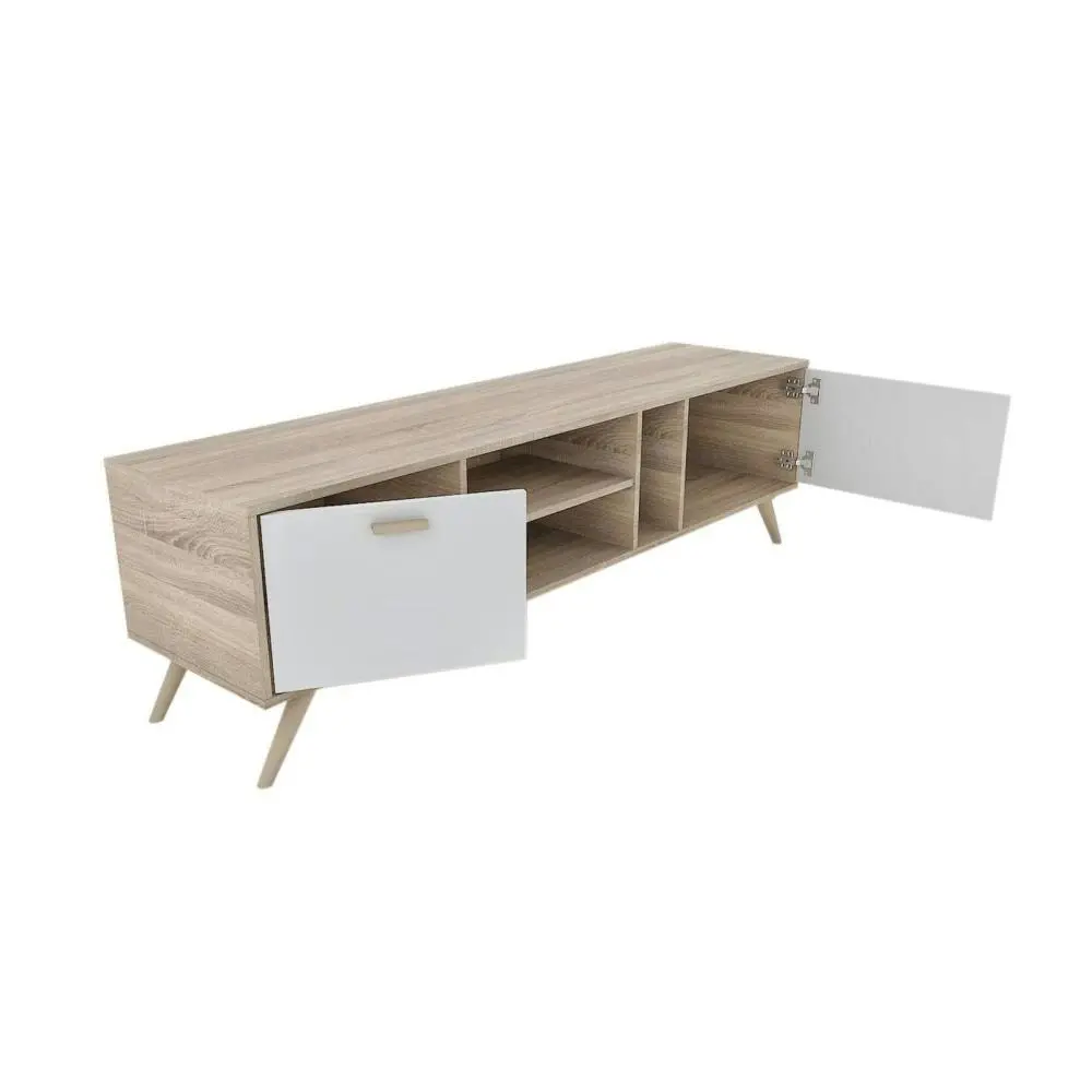 Abby TV Stand Cabinet Entertainment Unit 1.6m - Oak & White