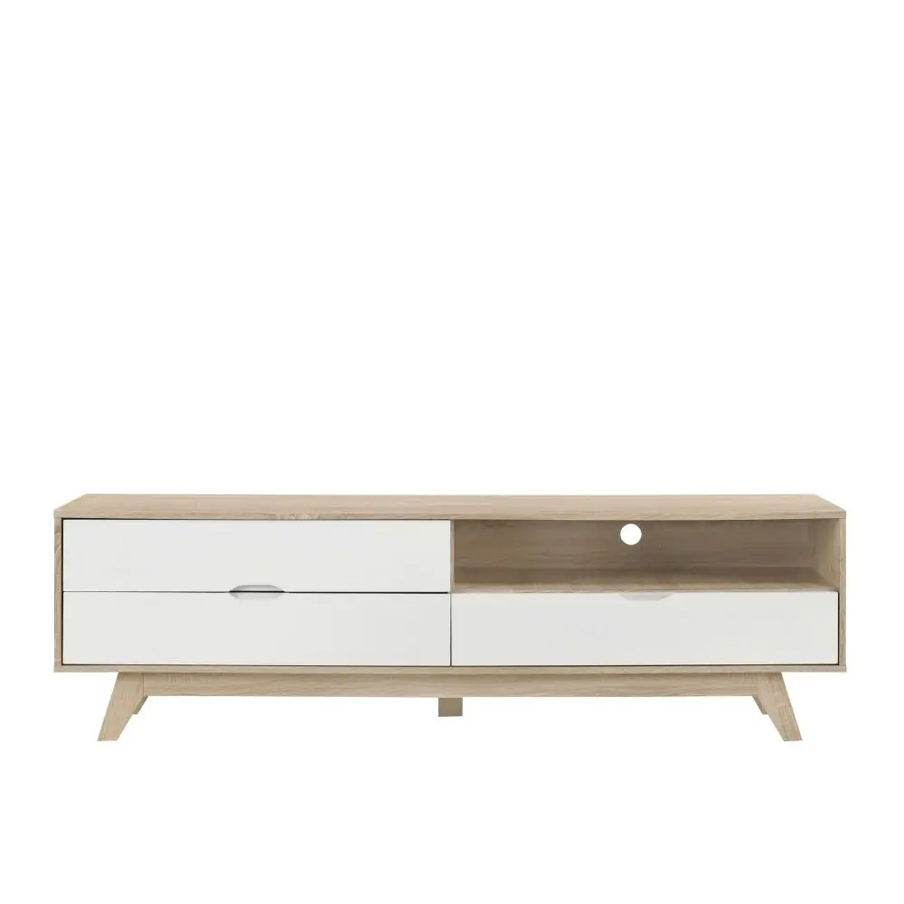 Design Square Aline TV Stand Entertainment Unit W/ 3-Drawers 180cm - Oak/White