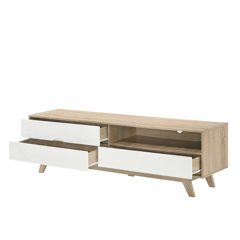 Design Square Aline TV Stand Entertainment Unit W/ 3-Drawers 180cm - Oak/White