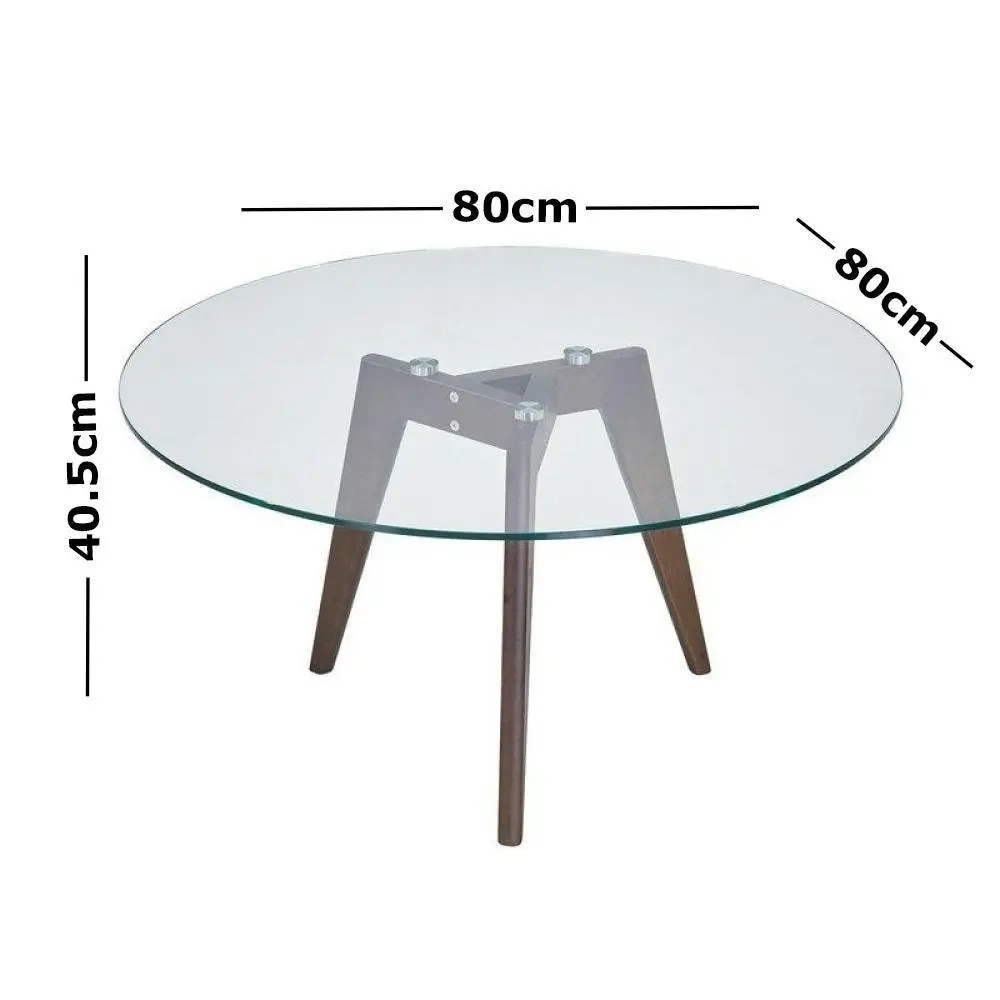 Design Square Round Coffee Table - Glass Top - Dark Oak