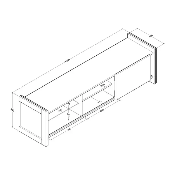 Laura Modern Scandinavian Lowline TV Stand Entertainment Unit 165cm - Walnut