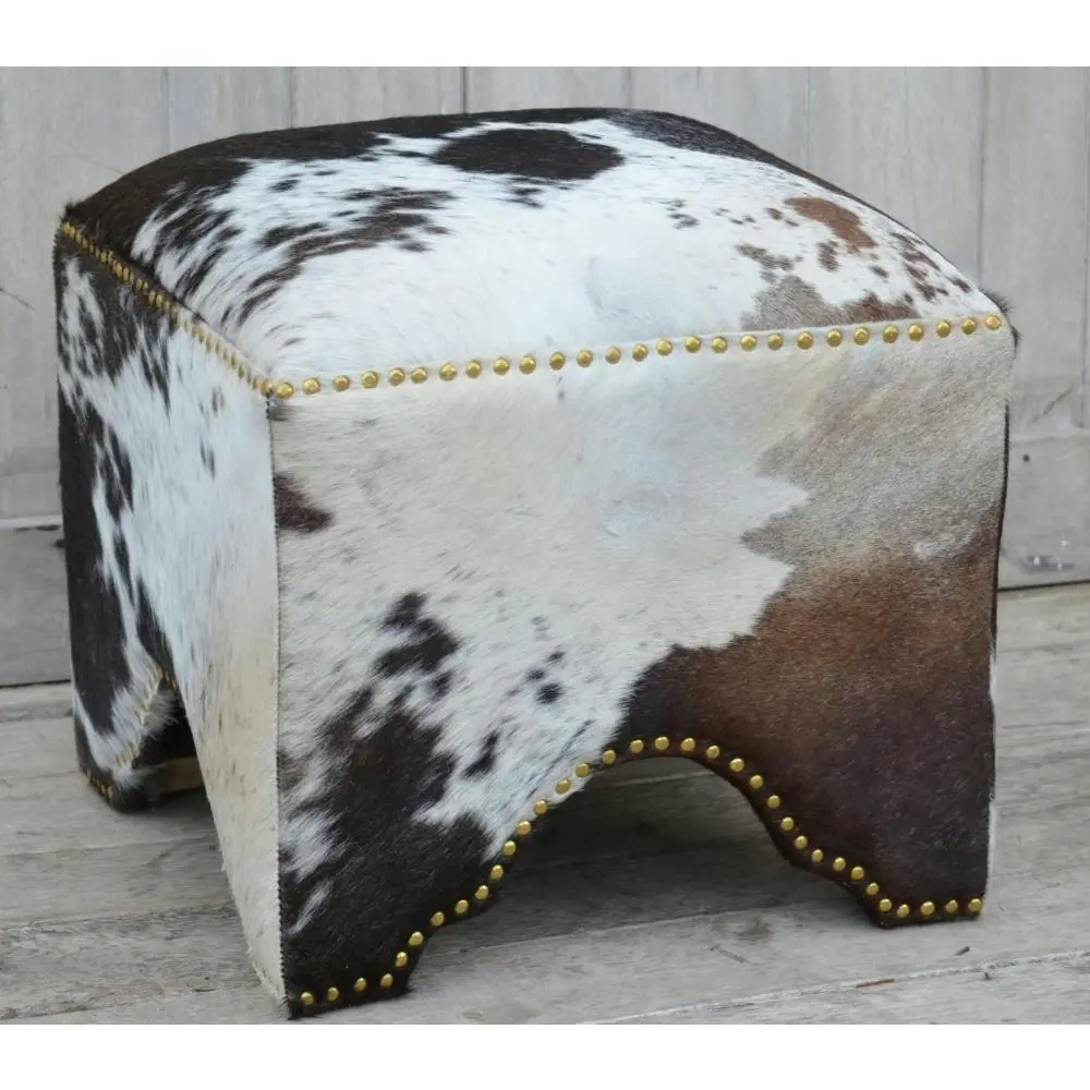 Studded Handmade Handcraft Cowhide Foot Stool Ottoman