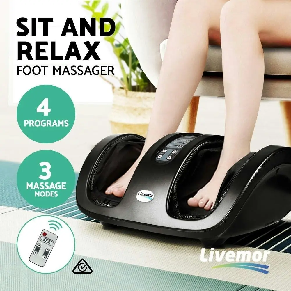 Electrict Foot Massager Machine Roller Kneading Pads Calf Leg Black