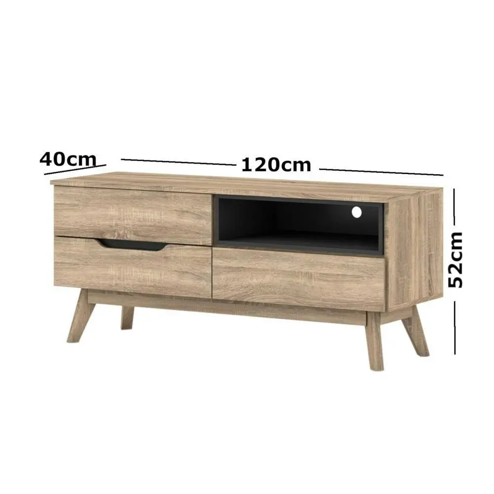 Chase Scandinavian TV Stand Cabinet Entertainment Unit 1.2m - Oak