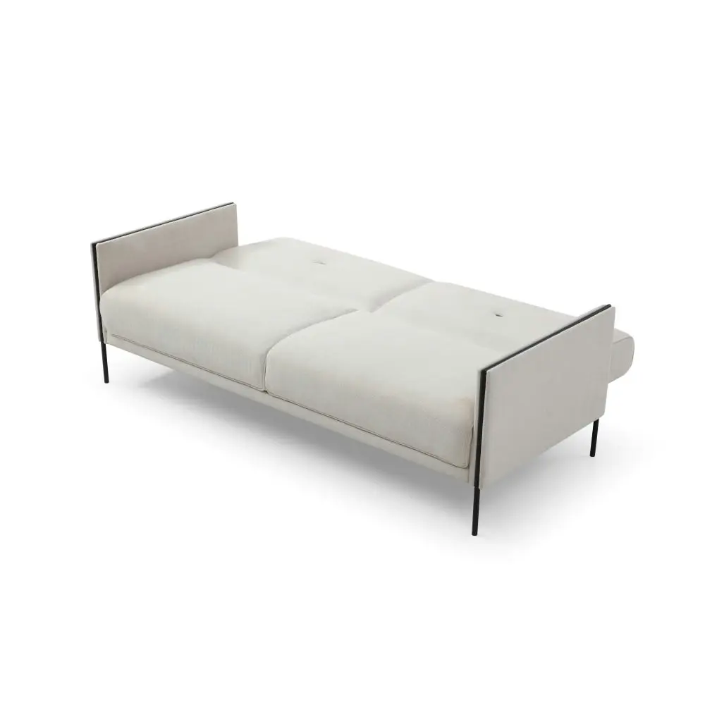 Design Square Designer Fabric Modern Luxury 3-Seater Sofa Bed Lounge - White