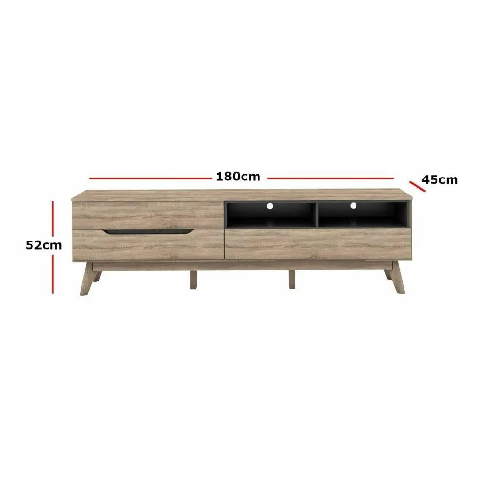 Chase Scandinavian TV Stand Cabinet Entertainment Unit 1.8m - Oak