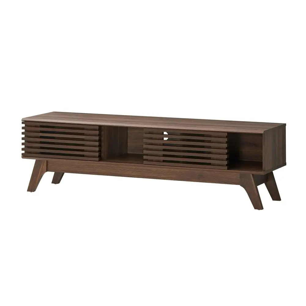 Design Square Camille Wooden Lowline Entertainment Unit TV Stand 150cm - Walnut