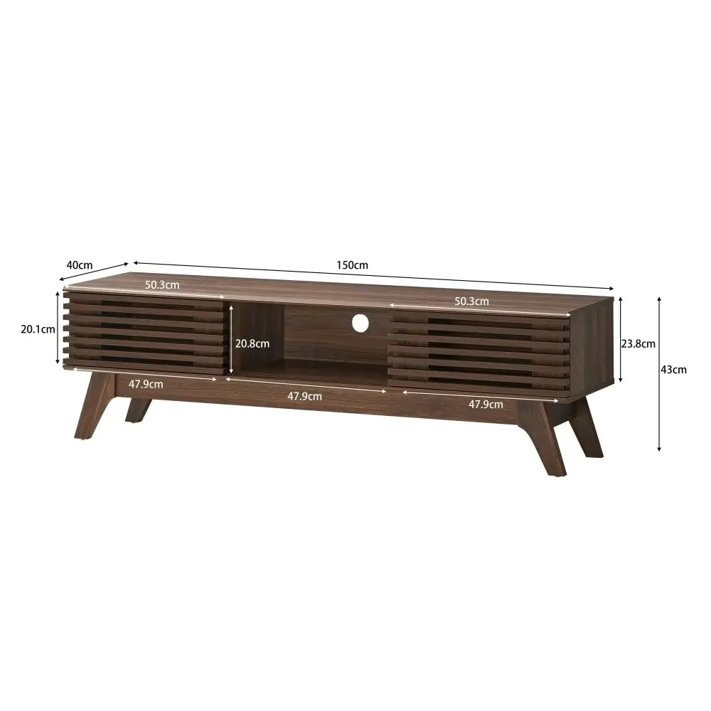 Design Square Camille Wooden Lowline Entertainment Unit TV Stand 150cm - Walnut