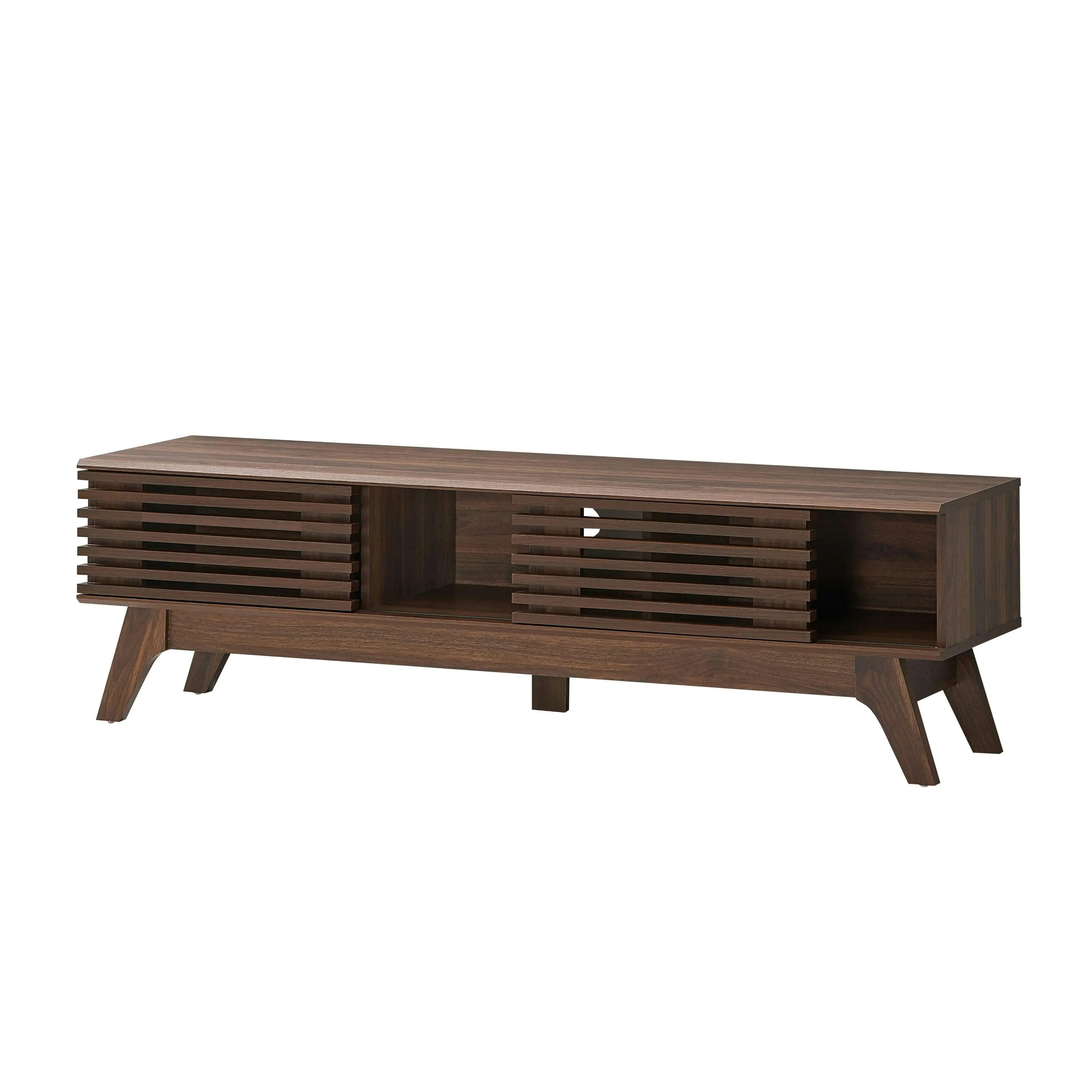 Design Square Camille Wooden Lowline Entertainment Unit TV Stand 150cm - Walnut