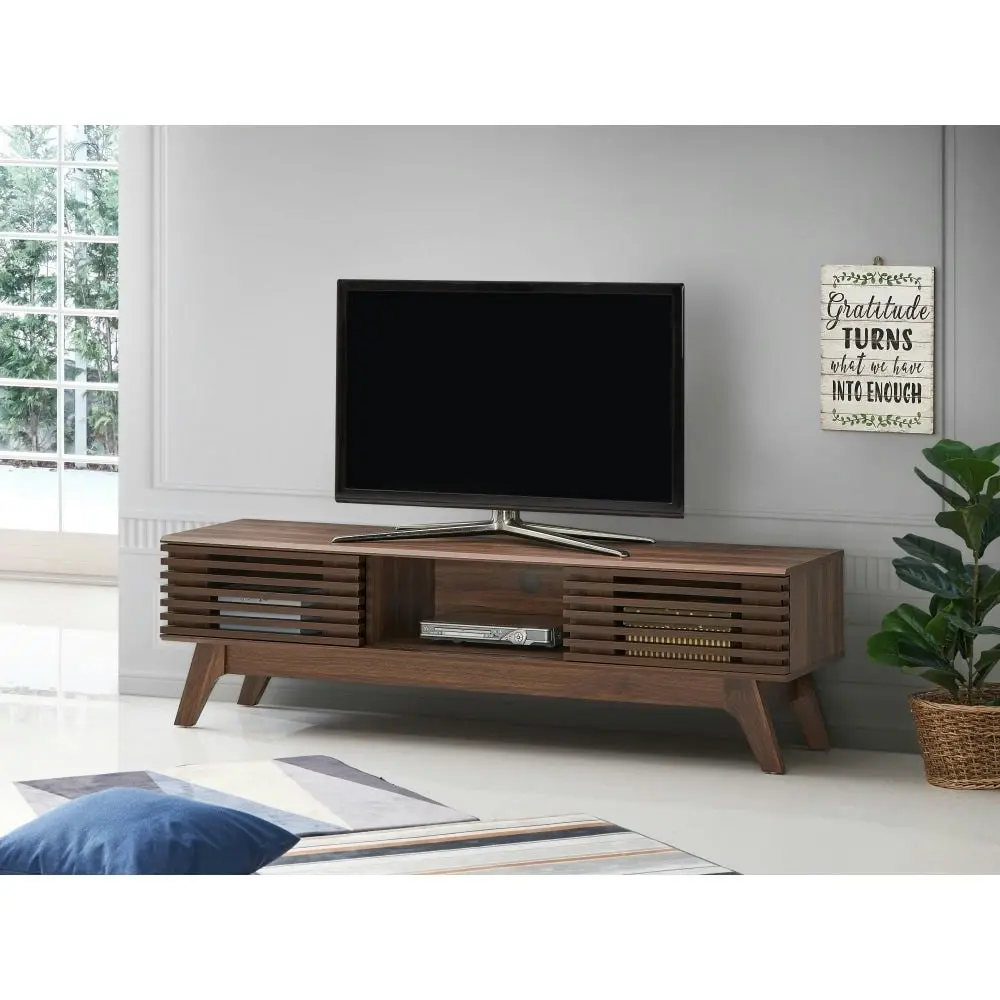 Design Square Camille Wooden Lowline Entertainment Unit TV Stand 150cm - Walnut