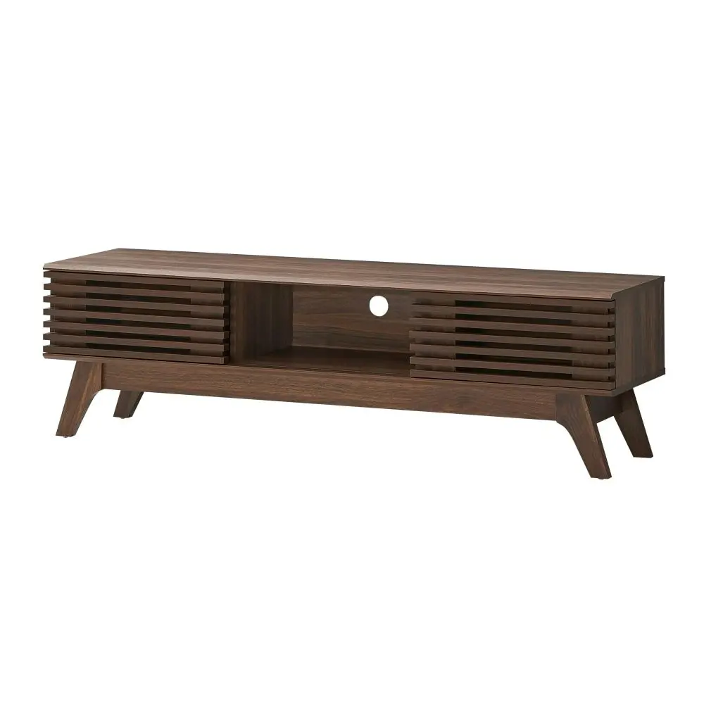 Design Square Camille Wooden Lowline Entertainment Unit TV Stand 150cm - Walnut