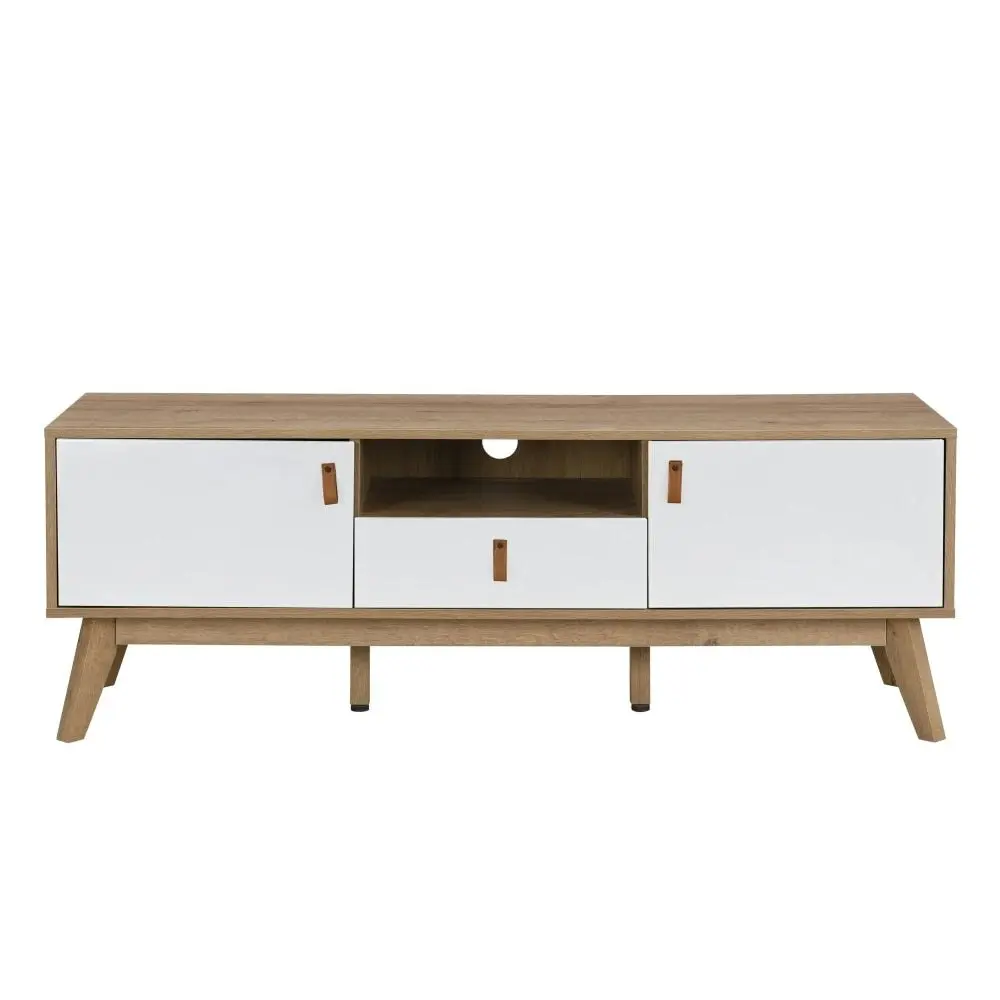 Design Square Eliana Modern Scandinavian Entertainement Unit TV Stand 150cm - Oak/White