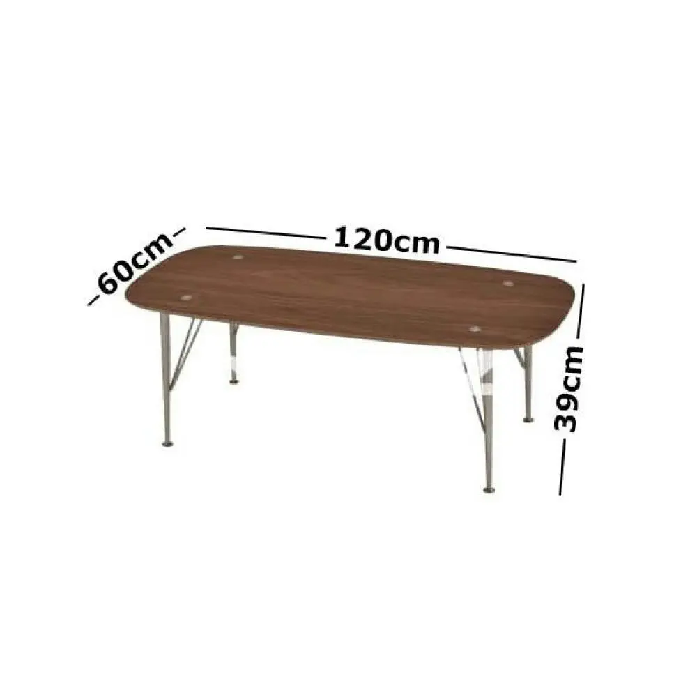 6IXTY2 Scandinavian Wooden Coffee Table - Metal Legs - Walnut Satin