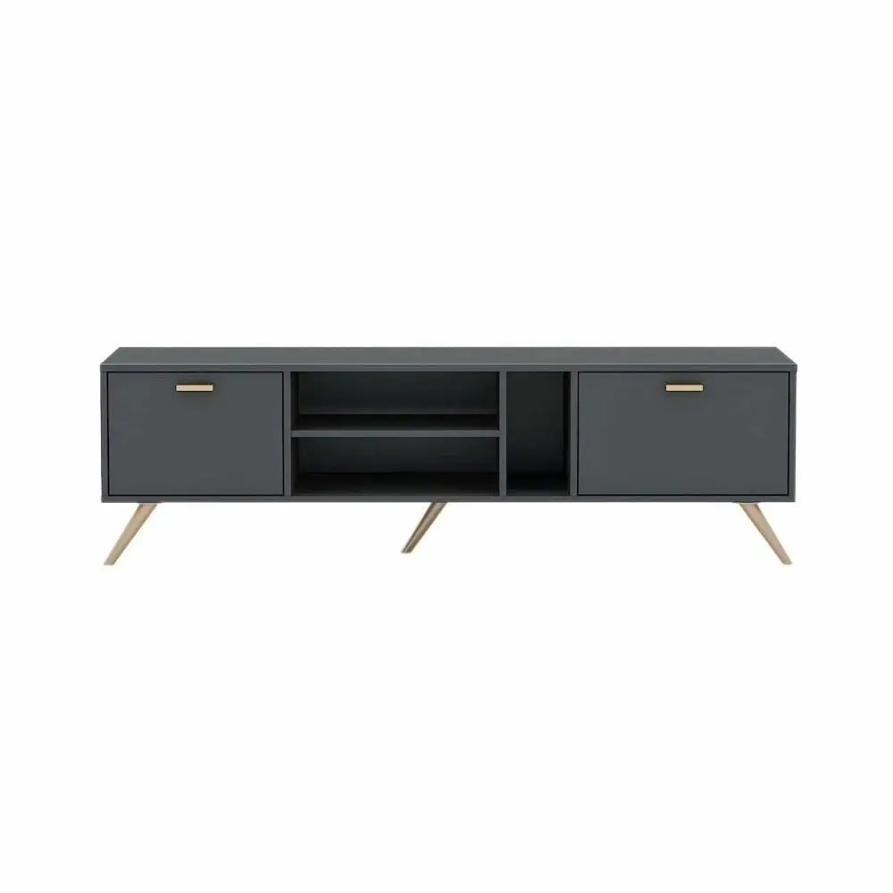 William Modern Scandinavian Lowline TV Stand Entertainment Unit 1.6m - Dark Grey