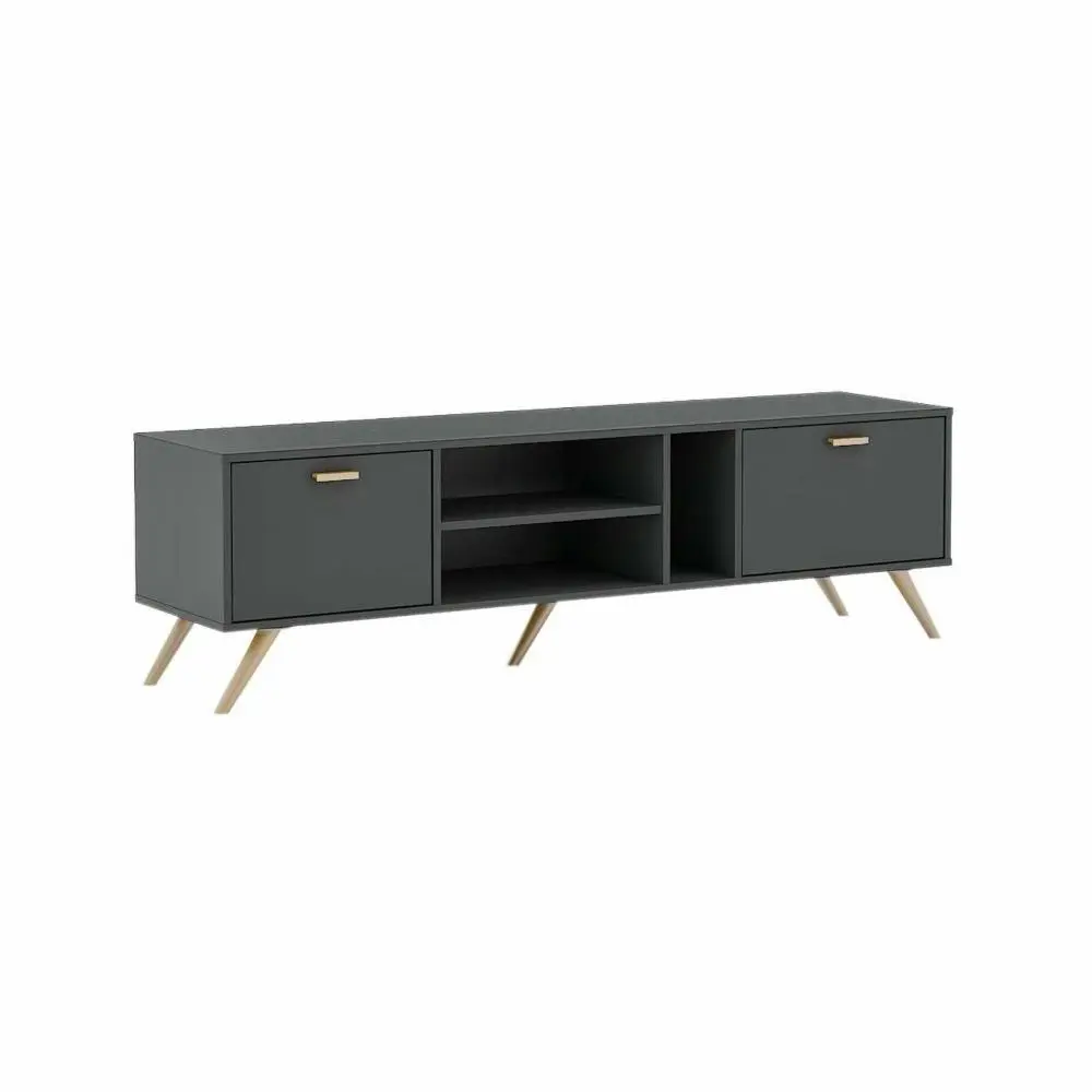 William Modern Scandinavian Lowline TV Stand Entertainment Unit 1.6m - Dark Grey