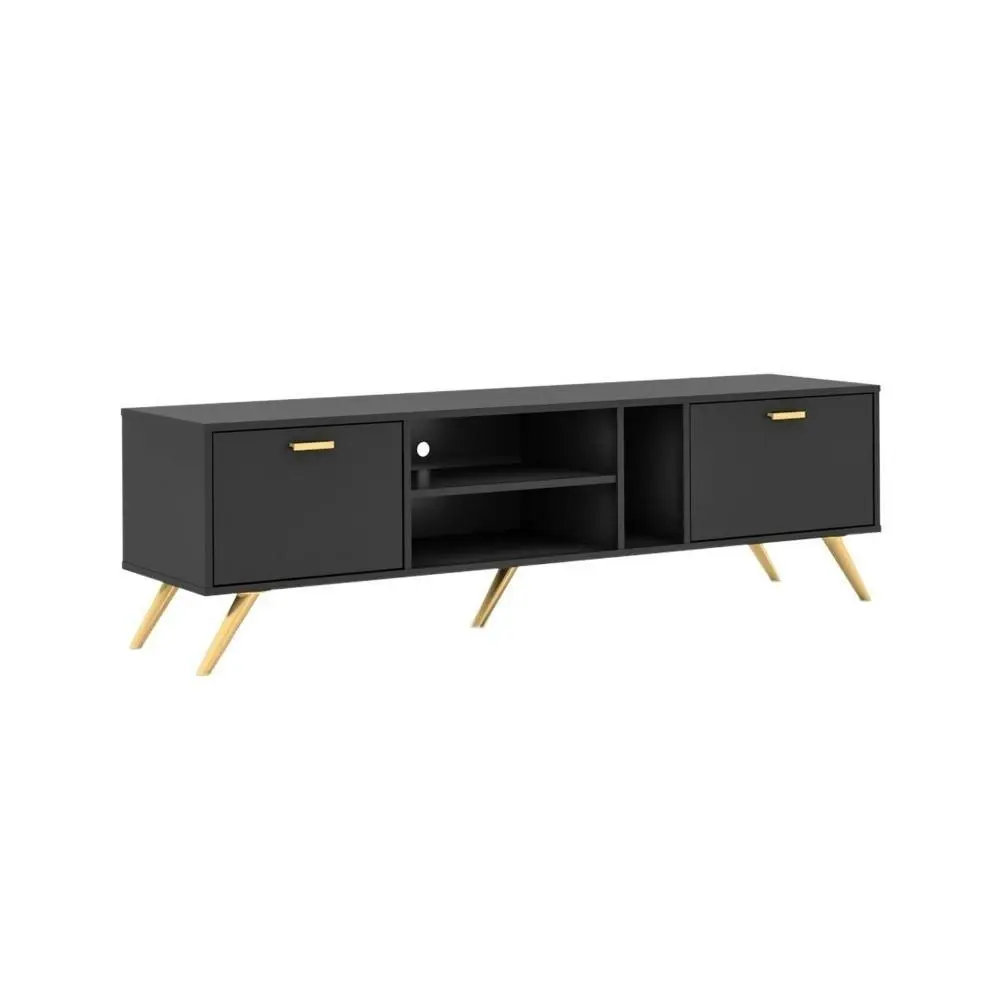 William Modern Scandinavian Lowline TV Stand Entertainment Unit 1.6m - Dark Grey