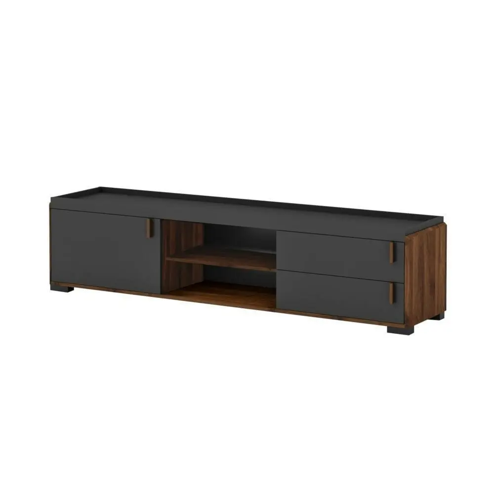 Lancester Entertainment Unit TV Stand 1.8m - Walnut & Dark Grey