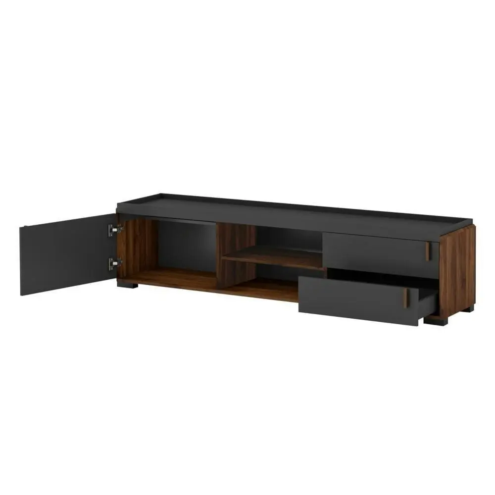 Lancester Entertainment Unit TV Stand 1.8m - Walnut & Dark Grey