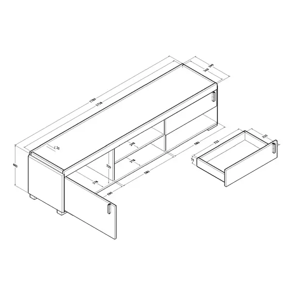 Lancester Entertainment Unit TV Stand 1.8m - Walnut & Dark Grey