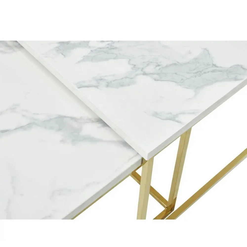 Design Square Nesting Coffee Table Set Metal Frame - White & Gold