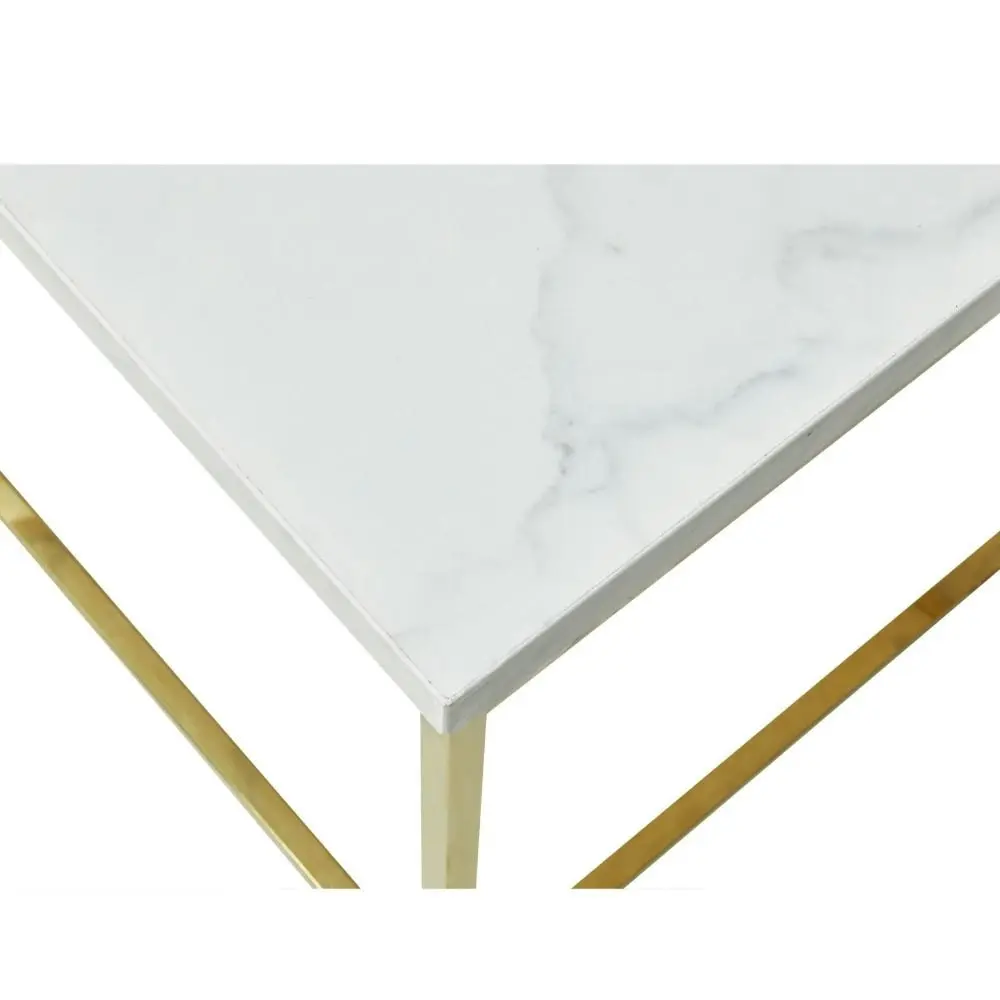 Design Square Nesting Coffee Table Set Metal Frame - White & Gold