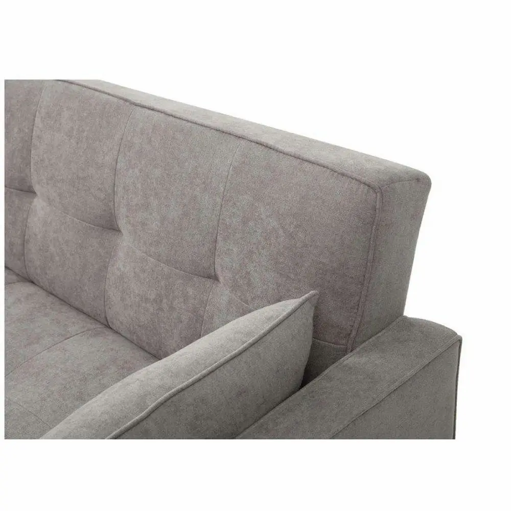 Design Square Modern Designer 3-Seater Suede Fabric Lounge Couch Sofa Bed - Grey