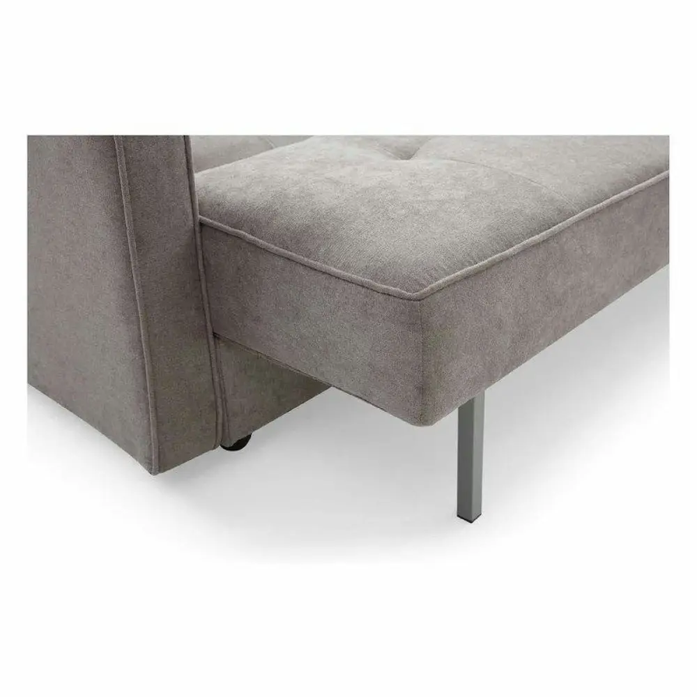 Design Square Modern Designer 3-Seater Suede Fabric Lounge Couch Sofa Bed - Grey