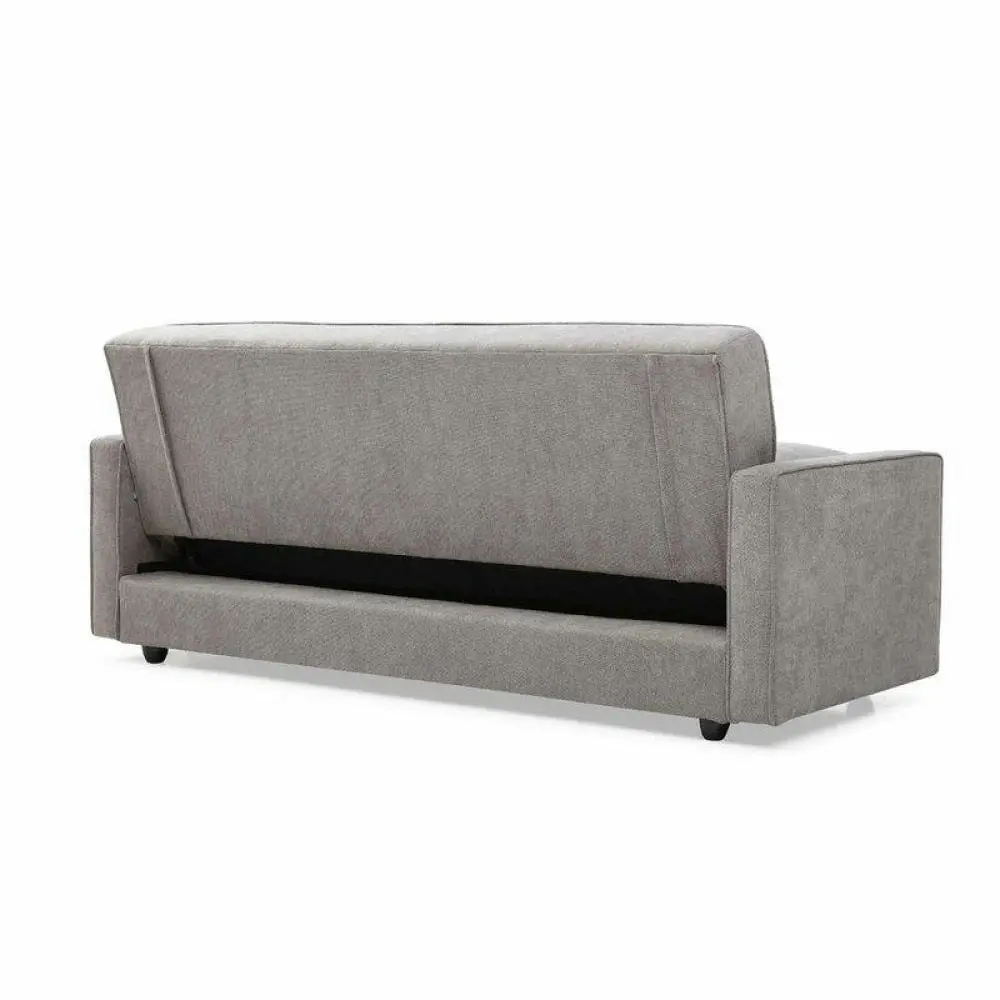 Design Square Modern Designer 3-Seater Suede Fabric Lounge Couch Sofa Bed - Grey