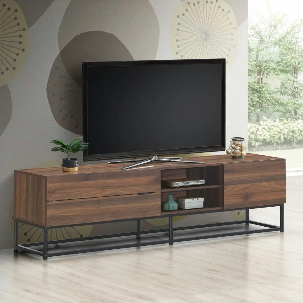 Design Square Lucia TV Stand Entertainment Unit W/ 1-Door 2-Drawers 180cm - Walnut