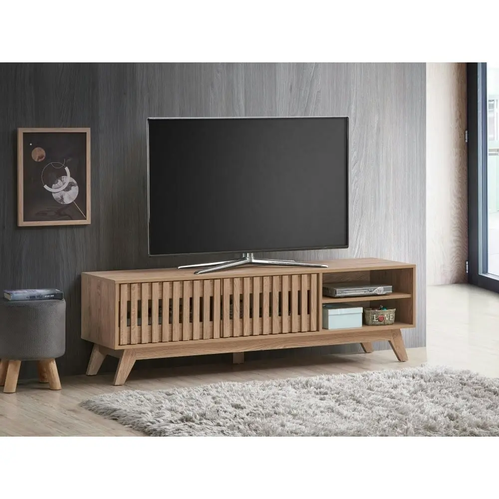 Design Square Mark Wooden TV Stand Entertainment Unit W/ 2-Doors 160cm - Oak